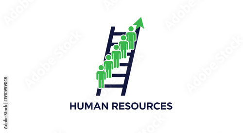 Human Resources Team Climbing Employee Success Ladder, Reaching Their Goals