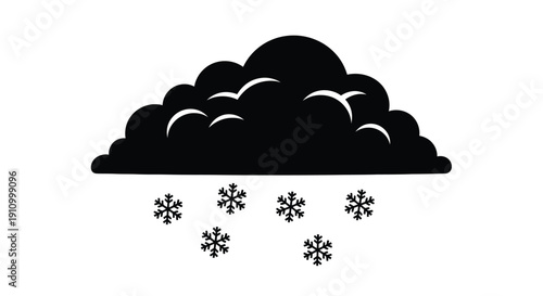 Black cloud with falling snowflakes a simple weather illustration