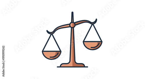 Illustration Of A Bronze Scale Depicting Justice And Balance On A White Background