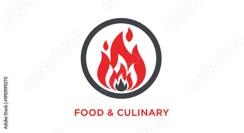 Illustration Of A Flame Within A Circle Representing Food And Culinary Concepts