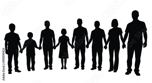 A silhouette of a family holding hands representing unity and togetherness