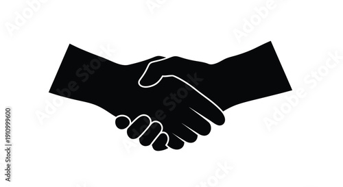 Simple black and white illustration depicting a friendly handshake between two people