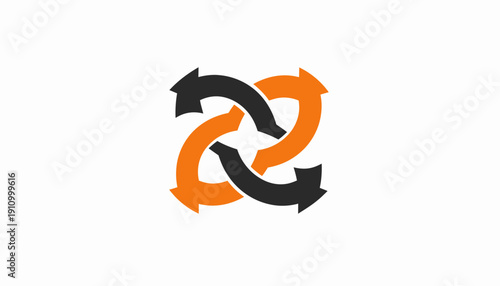 Intertwined Arrows Emblem Representing Circular Process or Dynamic Business Integration