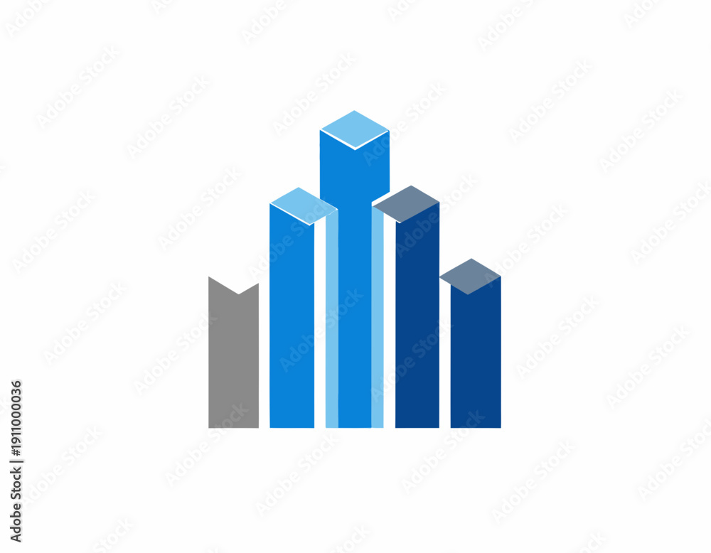 Fototapeta premium Isometric Column Chart Displaying Growth Dynamics Over Time And Progress Analysis
