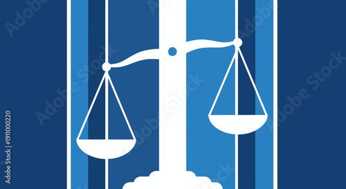 Justice And Equity Emblem: A Blue And White Artistic Vector Representation