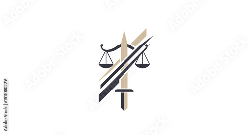 Justice And Law Abstract Concept With Sword and Scales Symbol Design Concept Art
