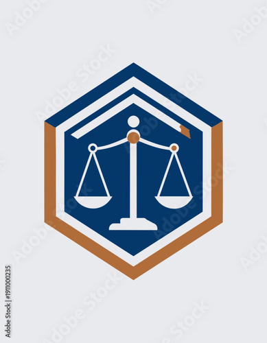 Justice And Law Geometric Icon Emblem For Legal Services Company
