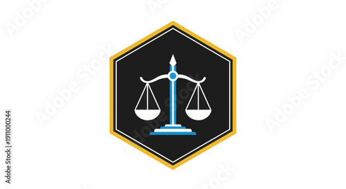 Justice And Law Symbol In A Decorative Frame Representing Fairness And Equity