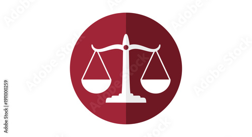 Justice Scale Emblem In Burgundy Circle For Law And Legal Professional Concepts