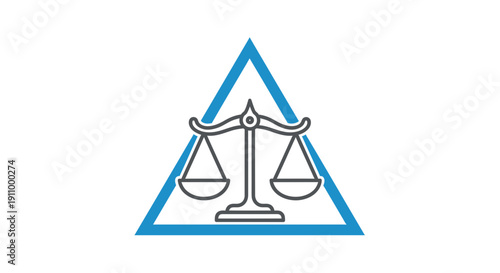 Justice And Law Symbol Within Blue Triangle, Legal Representation Illustration