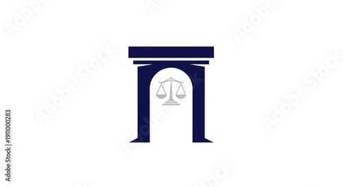 Justice Architecture Emblem Illustrating Fairness and Legal Representation Symbolism