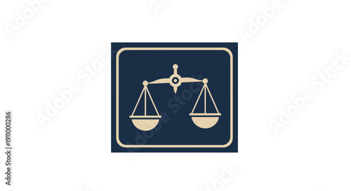 Justice Scale Emblem In Dark Blue, Represents Fairness, Law, and Judgment