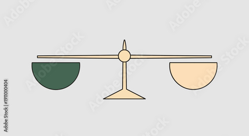 Justice Scale Depicting Equilibrium With Different Filled Bowls Minimalist Design
