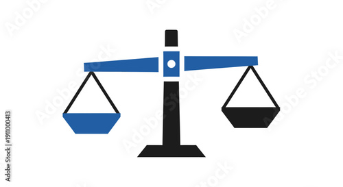 Justice Scale Icon Symbolizing Fairness And Legal Equilibrium In Blue And Black