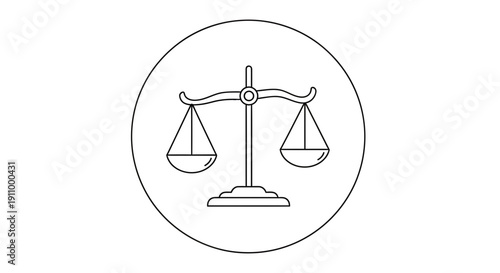 Justice Scale In A Circle Concept Of Law, Judgment And Legal Advice