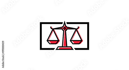 Justice Scale Emblem Crafted Within a Black Border on a White Backdrop