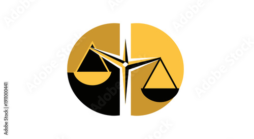 Justice Scale Logo Balanced Within Golden Circle Symbolic Flat Design Presentation