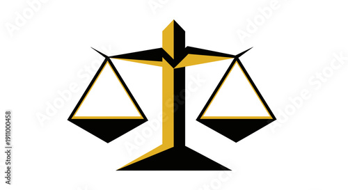 Justice Scale Emblem Crafted With Geometric Shapes And Modern Color Palette
