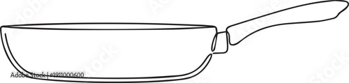 Simple line drawing of a frying pan with a long handle