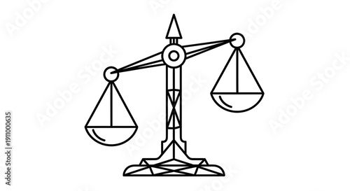 Justice Scales Balanced: A Minimalist Linear Icon Of Law And Equilibrium Concepts