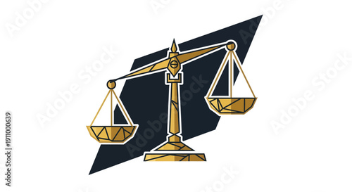 Justice Scale Emblem Depicts Fairness and Equilibrium in Geometric Golden Design