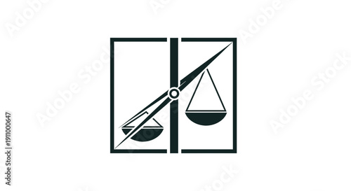 Justice Scales Balanced Carefully, Legal Equilibrium Symbol and Design, Minimalist Concept
