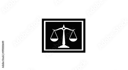 Justice Scales Balanced in Silhouette Frame, Symbolic Representation of Fairness and Equilibrium