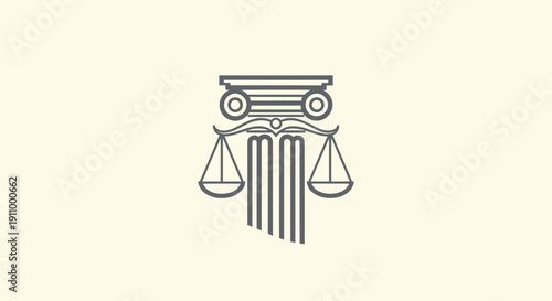 Justice Scales Balanced On Classic Column Vector Illustration Design