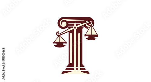 Justice Scales Balanced Over a Classical Column Symbolizing Fairness and Legal Proceedings