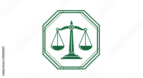 Justice Scales Emblem, Equilibrium And Fairness Icon, Perfect Law Firm Logo, Simple Design