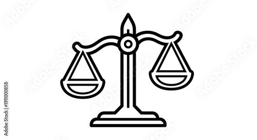 Justice Scales Icon: Illustrative Symbolism of Law, Equity, and Balanced Consideration