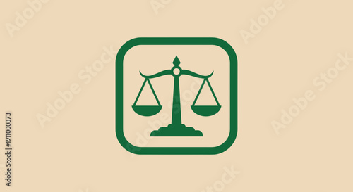 Justice Scales Icon In Green Color, Sign Of Laws And Regulations Symbols Concepts