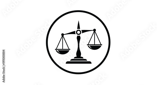 Justice Scales Icon Symbolizing Fairness And Law Within A Circle With Simplicity