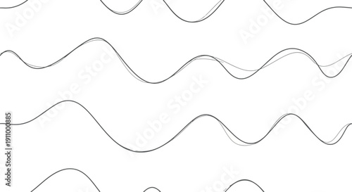 Abstract representation of multiple overlapping and varying wavy lines on a white background, suggesting wave patterns or oscillations.
