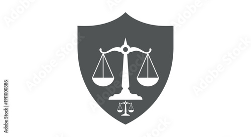 Justice Scales Icon Within a Shield for Legal, Financial, and Equitable Representation