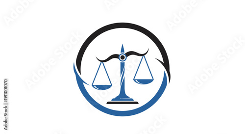 Justice Scales Logo Symbolizing Fairness and Legal Proceedings with Decorative Elements