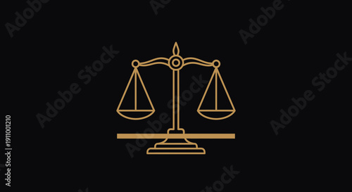 Justice Symbol Depicted In Gold Against A Black Background With Elegant Design