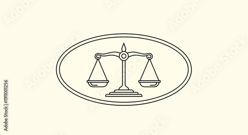 Justice System Depicted by a Simple, Elegant, and Timeless Scale Symbol Design