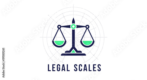 Justice System Depicted by Legal Scales, Symbolizing Fairness and Impartiality, Abstract Design