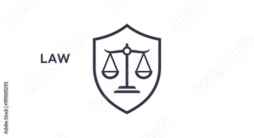 Justice System Depicted With A Shield And Scales For Legal Protection