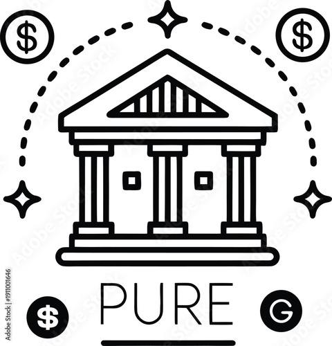 Clean SVG vector banking icon pack banner promoting financial technology and digital solutions.