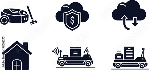Smart Home and Automation Icons Set house robot vacuum