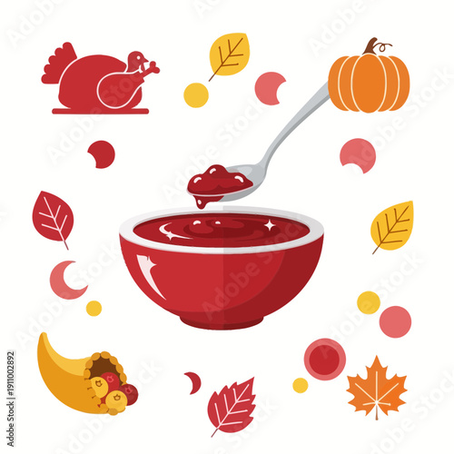 Festive Thanksgiving Elements With Gravy And Fall Decor