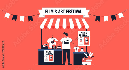 Film And Art Festival Stall Promoting Cinematic Event Merchandise