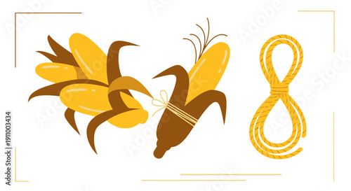 Fun Yellow Bananas And A Rope Shaped Like Number Eight