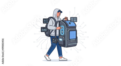 Futuristic Backpack Technology Connected Future Travel