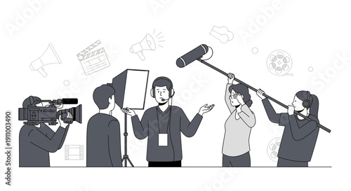 Filmmaking Crew Capturing Moments Behind The Scenes