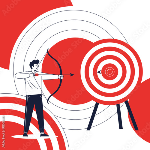 Focused Archer Aims True Towards Distant Bullseye Goal