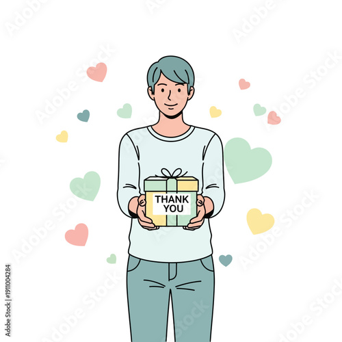 Gratitude Expressed Through Thoughtful Gift Giving Surrounded By Hearts