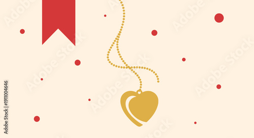 Golden Heart Pendant Adorned With Red Accents
